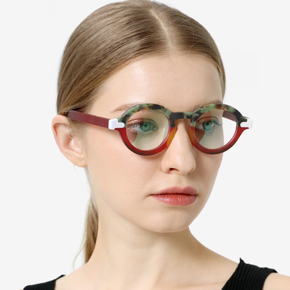 MUTYNE Occhiali da vista in acetato opaco multicolore Montatura da uomo Occhiali da vista ovali retrò Occhiali da vista da donna