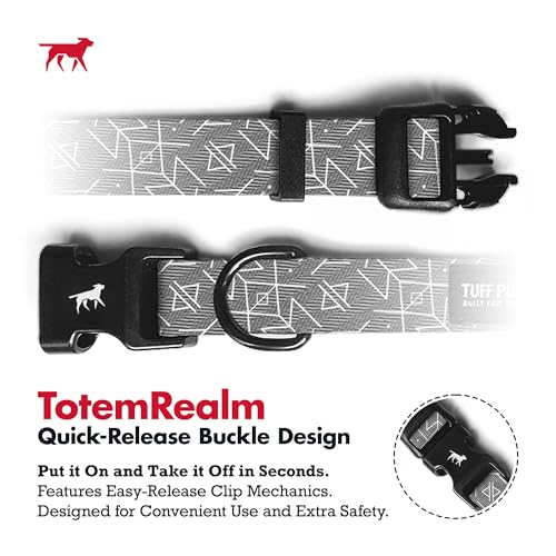 Image of Tuff Pupper Premium Adjustable Dog Collar for Extra Large Boy & Girl Dogs, Stylish Pattern Collars Designed in USA, Quick Release Buckle, TotemRealm Print, XL (1.25 Inch Wide x 20-30 Inch Neck)