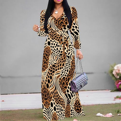 Image of PinkPatty Women's Long Sleeve Maxi Dress Plus Size Casual V Neck Wrap Dress with Pockets&Belt