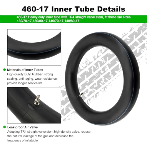 Image of 130 /80-17 460-17 Motorcycle Tire Inner Tube Heavy Duty, 2 Pack