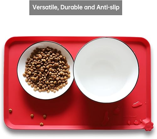 Miniatura 14 de Hoki Found - Bandeja de silicona para comida de mascotas , tapete mantel individual antideslizante para mascotas, tapete impermeable de alimentación