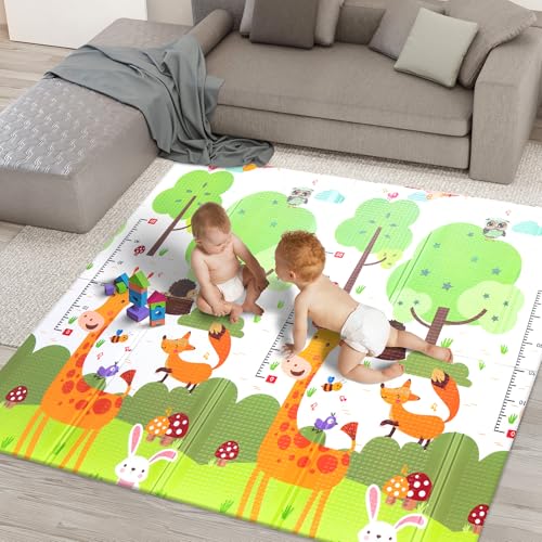 kidoola Reversible Large Baby Play Mat | Soft Playmat for Baby's Crawling, Tummy Time | Thick Floor Mats for Children, Toddlers & Babies | Ideal for Floor in Bedroom, Nursery & Playroom (Style 1)