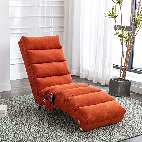 HomSof Armless Chaise Lounge Indoor Chair with Massage, Modern Long Lounger with Metal Legs for...
