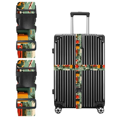 Image of Nuxovilar Luggage Straps Set for Suitcase 1.96x90.5in Polyester | Cargo Strap Travel Belt Security Buckle Band Beach Trip Family Vacation Airport (Travel Elements)