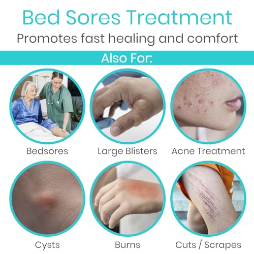 Vivecare Hydrocolloid Bandages (10 Count) - Large Waterproof Adhesive Blister Dressings - Medical Gauze Pads for Acne Breakouts, Bed Sores, Burns, Cysts & Ulcer Treatment - Highly Absorbent (4" x 4")