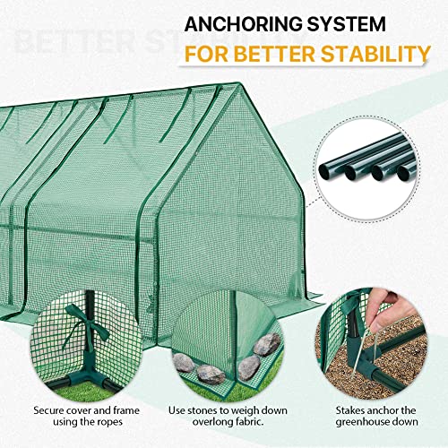 Image of EAGLE PEAK Tunnel Greenhouse Garden Green House with Roll-Up Zipper Doors, Portable 96 inchx36 inchx36 inch, Clear /Green PE Cover