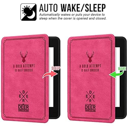 Image of MOCA Kindle Paperwhite 12th Gen 7 inch (2024) & Kindle Colorsoft 7 inch (2025) Case - Leather, Slim Fit, Auto Sleep /Wake, Magnetic Closure, Durable, Lightweight (Hot Pink)