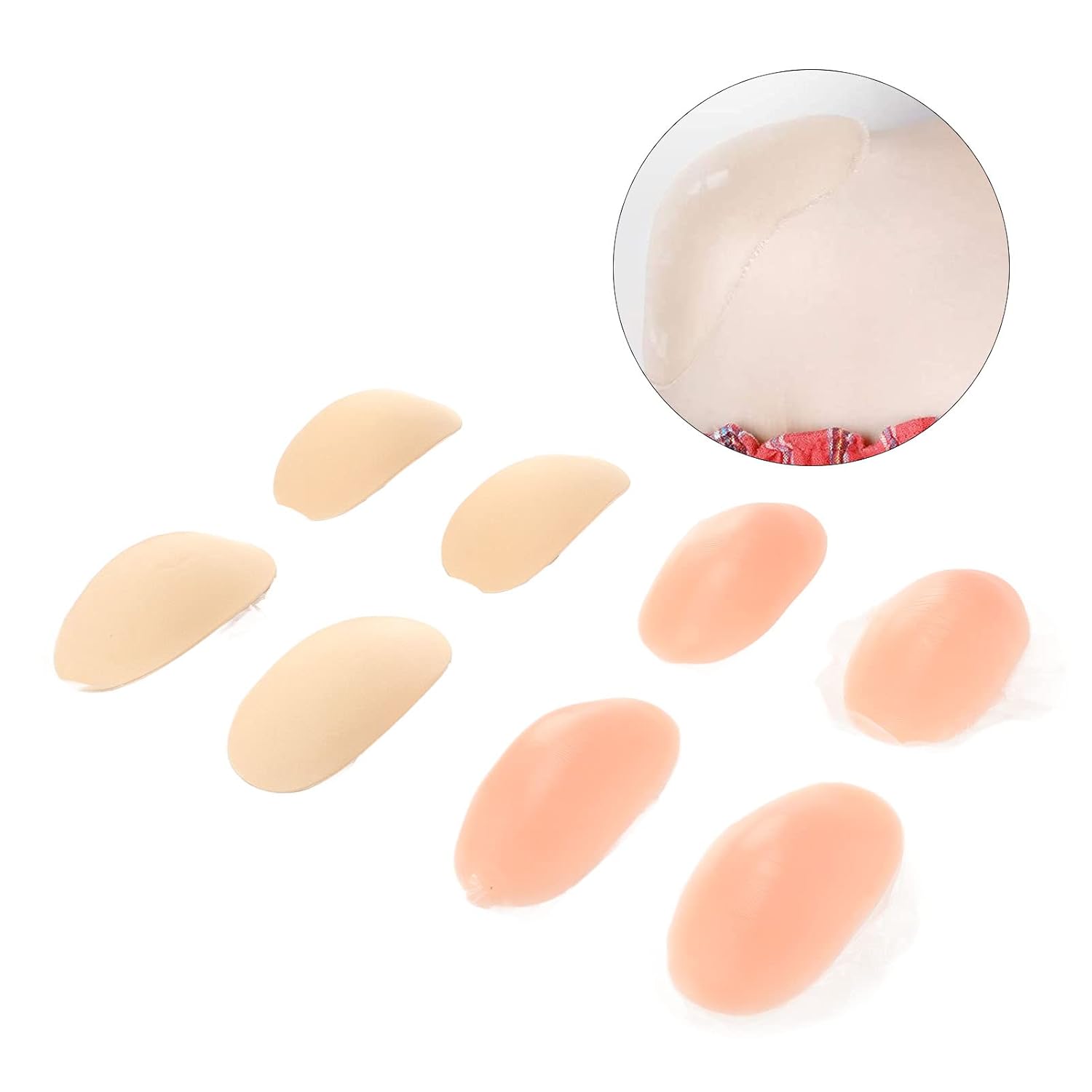 Sonew 4 Pairs Shoulder Push Up Pads Soft Silicone and Sponge Self Adhesive Shoulder Enhancer Pad Breathable Slip Shoulder Pads