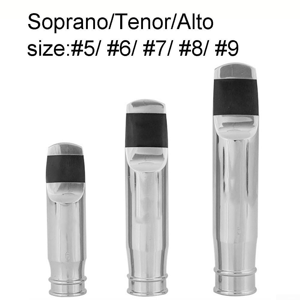 Bec de saxophone soprano alto ténor fabriqué en laiton massif compatible avec les fentes d'embouchure standard #5#6#7#8#9 Sortie constante (taille alto 6)