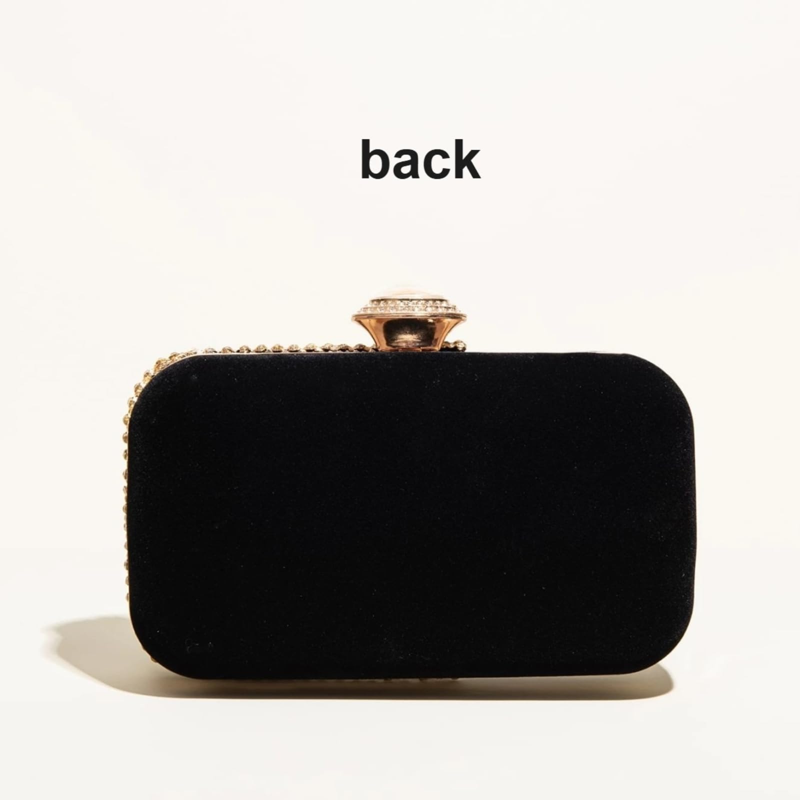 CYBHSM - Pochette da sera in velluto con strass, con catena di chiusura a perla, piccola borsa a tracolla rigida per donne, banchetto, festa, rosso nero