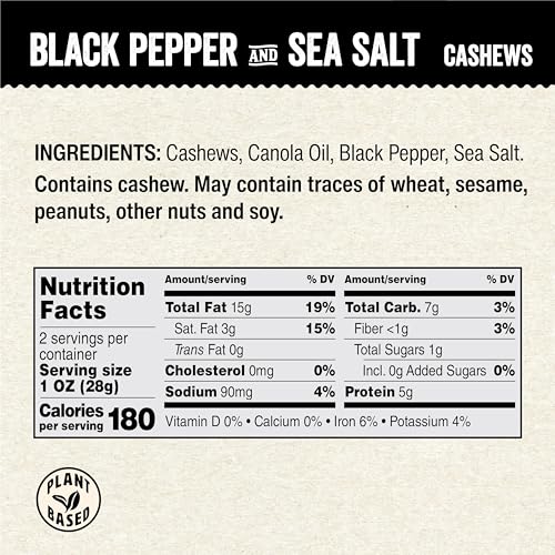 Image of IChoose Go Nuts - Premium Cashews, High Protein Plant-Based Snack, 2 oz per Pack (20 Packs, Black Pepper and Sea Salt)