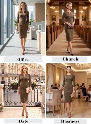 Image of VFSHOW Womens Work Business Office Zipper Up Slim Bodycon Sheath Dress
