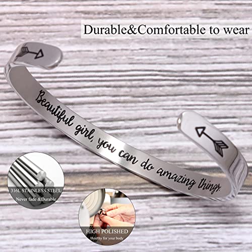 Btysun Easter Gifts For Teens Inspirational Bracelets For Women Teenage Girls Friendship Bracelets Mantra Jewelry Cuff Bracelet(Beautiful Girl You Can Do Amazing Things)… #TOP1