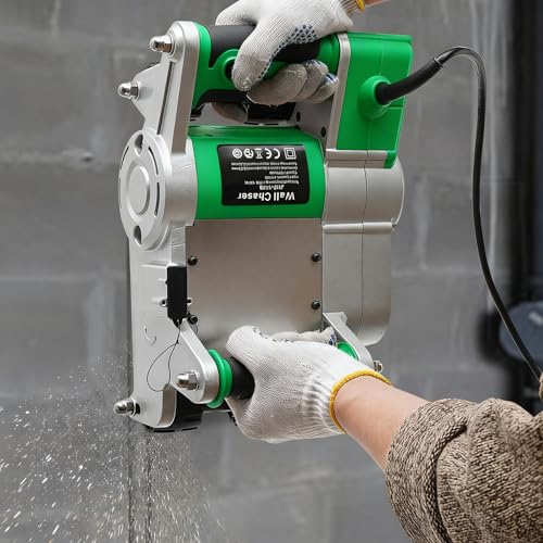 Sunseota Scanalatrice elettrica per scanalature a Muro, Lame potenziate da 25+35 mm, Macchina per scanalature a Muro con stampaggio Singolo, Funzionamento Senza Polvere, scanalatrice Green-220V