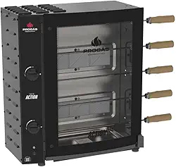 Forno Assador Rotativo Industrial c/Infravermelho PRAC-05I - Estrutura em Aço Gás c/Controle de Chama 5 Espetos p/ 1.3Kg/ Cada - Progás Bivolt - Chave Seletora