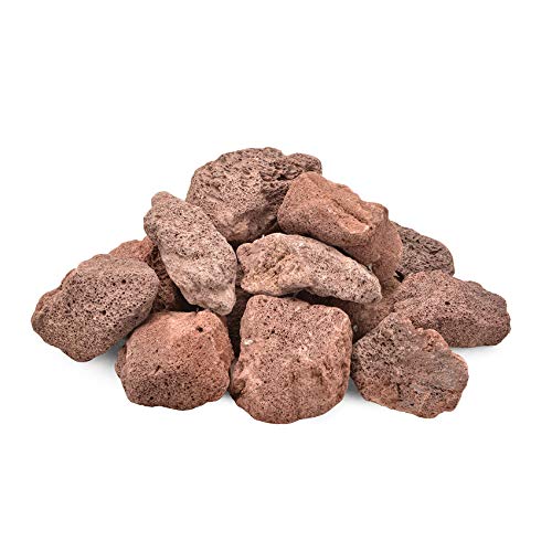 Skyflame 10LB Natural Lava Rocks for Fire Pits, Fire Tables, Fireplaces, Garden Landscaping Decoration, Indoor and Outdoor Use, 3"-5" Sizes, Red