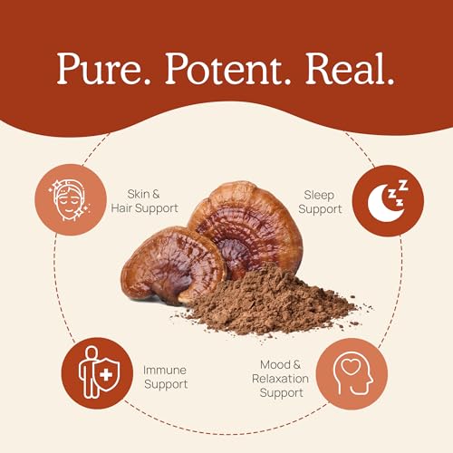image for Real Mushrooms Reishi Powder - Organic Mushroom Extract Supplement wit