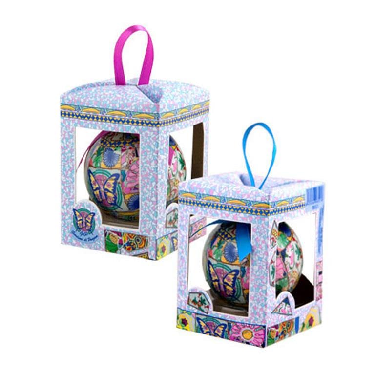 DRW Set mit 12 Weihnachtskugeln, Mosaik, rosa und blau, Ø 7,5 cm