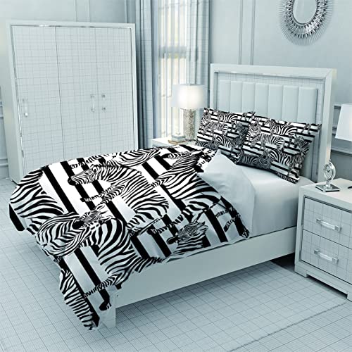 Dekbedovertrek 180x200cm Zebra Beddengoed met 2 x kussenslopen 80x80cm, microvezel dekbedovertrek met rits - Afbeelding 4