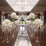 Silver Metallic Mirror Aisle Runner Dance Floor Carpet for Wedding 4×33 ft, Mirror Decorative Walkway Runner for Glam Party, Prom, Special Event (1 Roll)