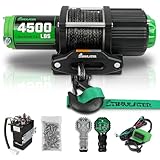 STIMULATER 4500LB ATV Winch, with Synthetic Rope, with Wireless Remote and Wired...