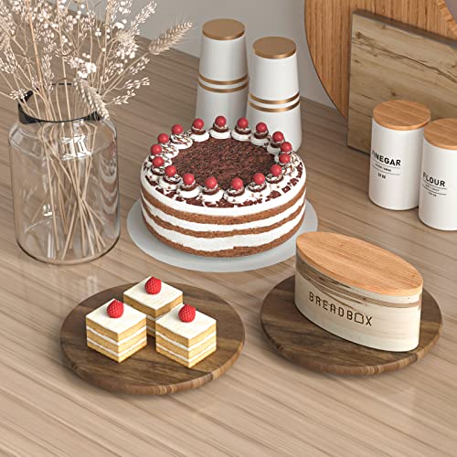 2 Pack Lazy Susan Organizer – 9" Wooden Lazy Susan Turntable For Cabinet Table Pantry Organization And Storage, Non-Skid Rotating Lazy Susan For Kitchen Bathroom Countertop Organizer #TOP6