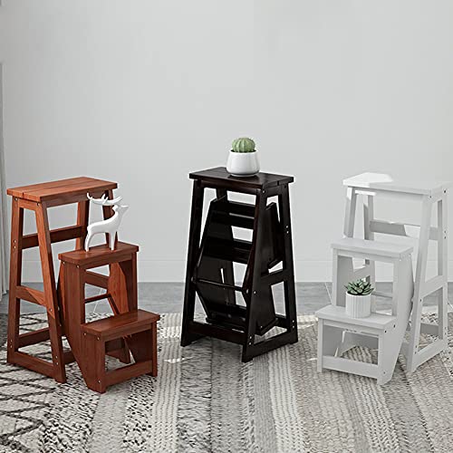 Taburete escalera de madera interior y silla plegable con 2 escalones de pedal ancho 5
