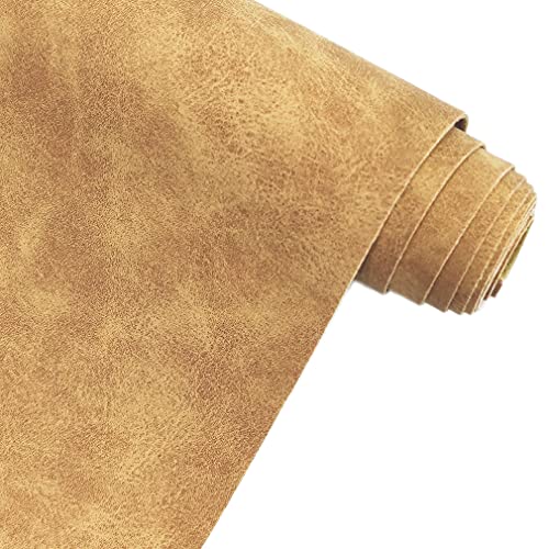 XHT Tissu en similicuir marron clair mat 30 x 135 cm imperméable en cuir synthétique PU pour sacs à main, chaussures, vêtements, couture, travaux manuels
