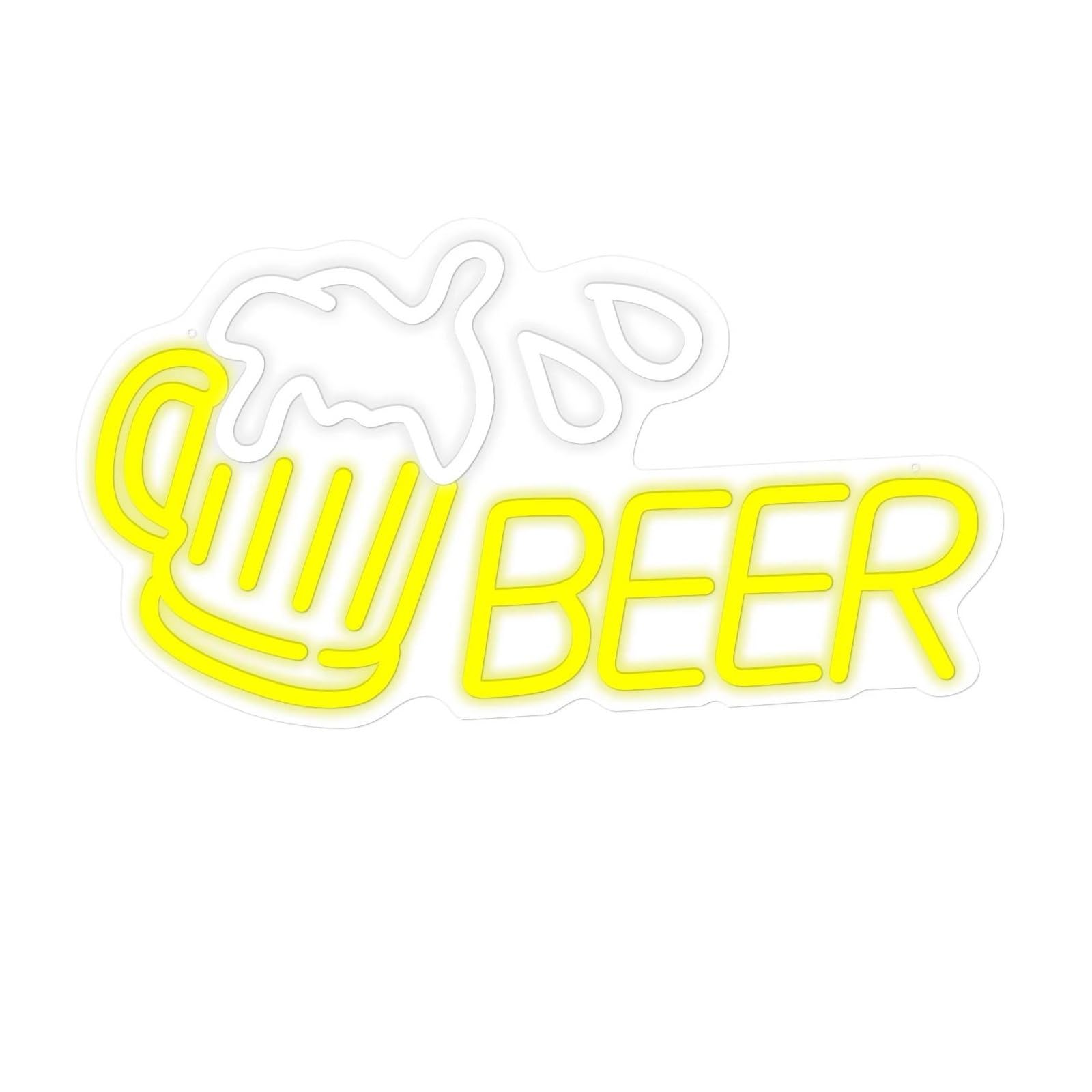 Shouxi One Color Sign Lamp Beer Neon Sign, Dimmable Bar Neon Sign, Neon Beer Sign Suitable For Man Cave, Home Bar, Shops 20Cmx41cm