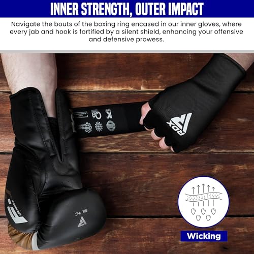 Image of RDX Boxing Hand Wraps Inner Gloves Men Women, Half Finger Elasticated Bandages, Under Mitts Fist Protection, Muay Thai, Kickboxing, MMA, Martial Arts Speed Bag Punching Training