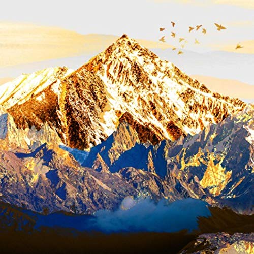 Toile d'art mural abstraite Golden Mountain de 40x40cm pour habiller un mur vide de salon