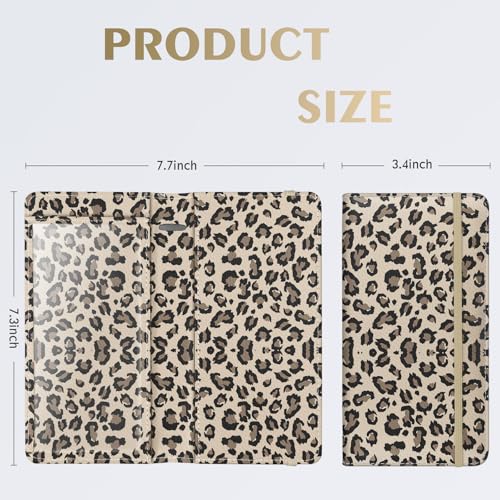 Image of Checkbook Cover for Men Women, Premium Leather Checkbook Holder with RFID Blocking and Built in Clear Plastic Divider for Personal and Business Checks (Leopard-Yellow)