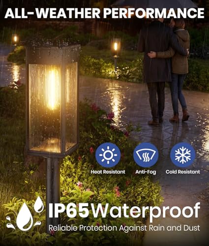 Image of NEWMESSI Solar Pathway Lights Outdoor, IP65 Waterproof Solar Garden Lights for Outside Lighting, Yard Path Lawn Walkway Driveway Landscape (Square Warm White, 4 Pack)