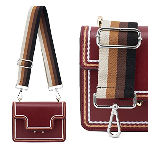 Image of Silvery Buckles Wide Shoulder Strap Adjustable Replacement Belt Crossbody Canvas Bag Handbag