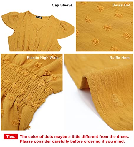 Image of PRETTYGARDEN Womens Dresses 2026 Summer Maxi Dress Boho Short Sleeve V Neck Swiss Dot Ruffle Tiered Smocked Flowy Long Dress