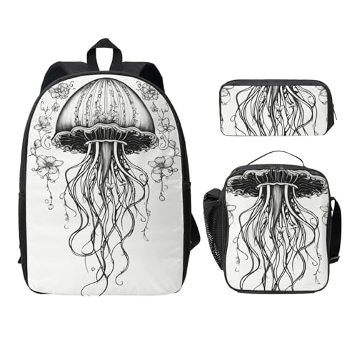 Sac à dos imprimé méduses pack 3 pièces pour éviter le mal de dos à l'école