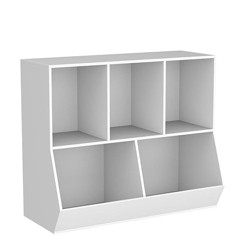 Miniatura 5 de Nightcore Gabinete de almacenamiento de juguetes de 5 cubos, organizador de almacenamiento de juguetes con kits anticaídos, estantería y estantería