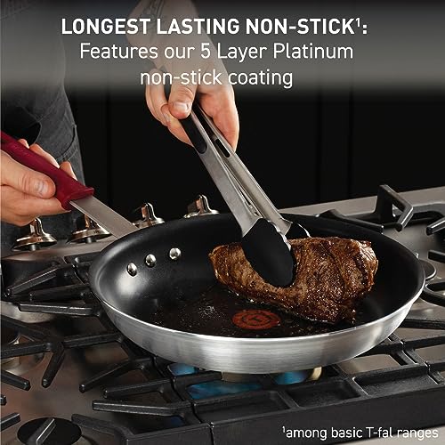 Image of T-fal Professional VX3 Brushed Nonstick Fry Pan with Stainless Steel Handle 8.5Inch, Oven Broiler Safe 400F, Cookware, Pots and Pans, Skillet, Restaurant & Business Grade, Certified NSF and CBA, Black