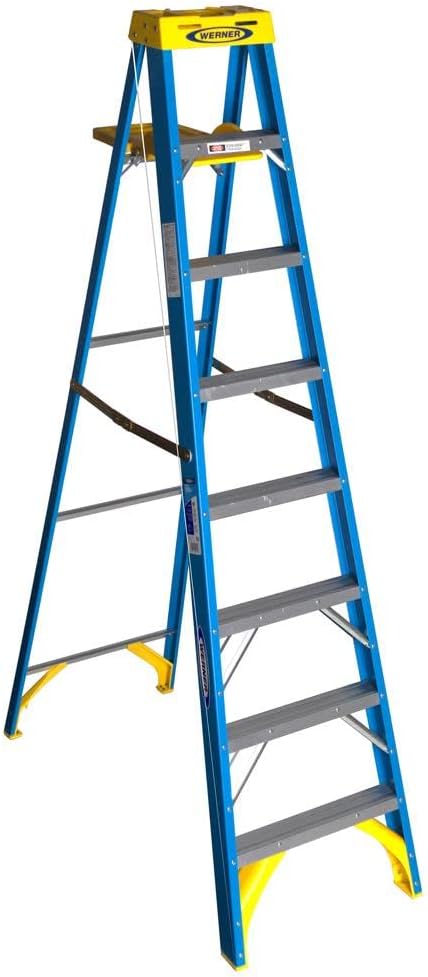 Werner Ladder 6008S Type I Fiberglass Stepladder, 8 Ft.