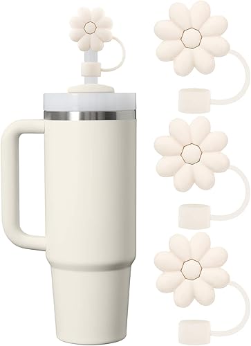 Miniatura 1 de Huyibdurl Tapa de popote para copa Stanley, 3 piezas de bonitas flores de silicona, accesorios compatibles con vaso Stanley Cup de 30 y 40 onzas,