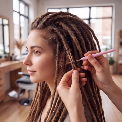 Image of WILLBOND 4 Pcs Dreadlock Crochet Hooks for Locs Hair 1.0 mm 1.25 mm Needle | Dreadlock Crochet Needle Tools for Locs Braid Hair Weaving Craft Accessories, Pink, Red