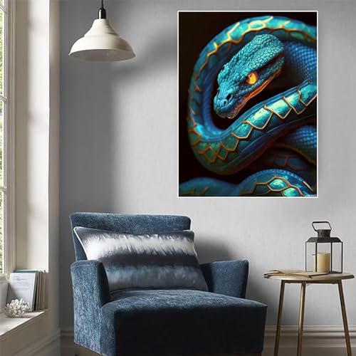 Peinture diamant serpent vert pour décoration salon moderne