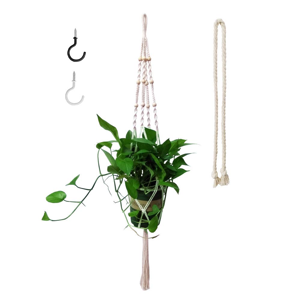 Large Macrame Plant Hanger with Extra Big Rope to Lengthen and 2 Hooks for Hang (1)