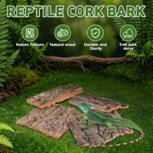 Image of balacoo Terrarium Tree Bark: 4pcs Reptile Bark Decoration Natural Cork Bark Backdrop Reptile Tank Background Leopard Cork Bark - Tarantula Enclosure Accessories