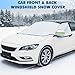 Datanly 2-Piece Car Windshield Cover Set - All-Weather Front & Rear Protection with Magnetic Edges and Side Mirror Covers for Cars, Trucks, SUVs - Fits Most Vehicles(with Front Window,Silver)