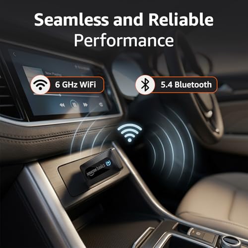 Image of Amazon Basics Car Play | Converts Wired Auto Android & CarPlay to Wireless | Bluetooth Connectivity | Only for Cars with OEM Installed Wired Android Auto /CarPlay | Black