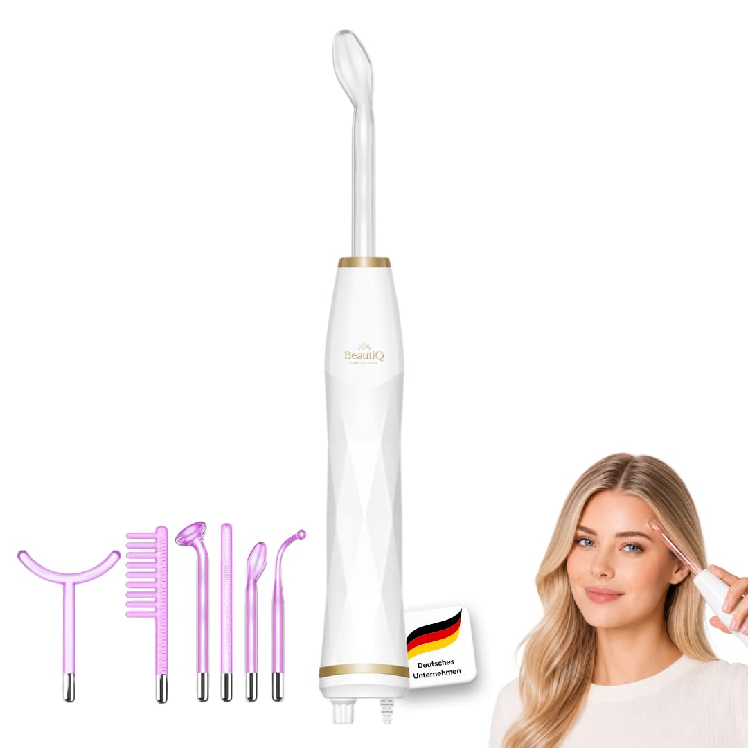 SkinAura Hochfrequenzstab Gesicht, Haare & Body mit 6 Elektroden | Akne, Faltenreduktion, Anti-Aging, Haarpflege | Gesichtsmassagegerät, HF Stab, Darsonval | Vielseitige Aufsätze für Gesicht, Kopfhaut & Körper