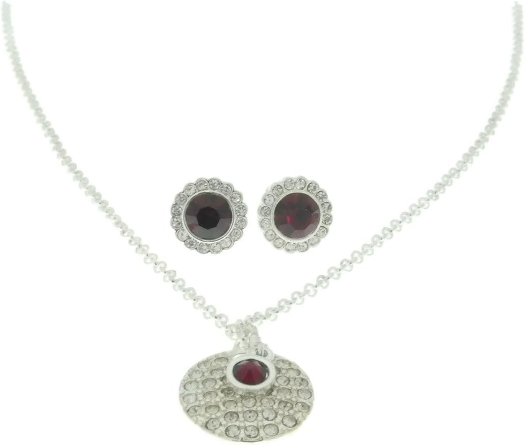 ヴェラブラッドリー7月誕生日ネックレス/イヤリングセットシルバートーンメッセージカード