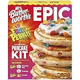 Fruity Pebbles Pancakes, Mrs. Butterworth's Post Fruity Pebbles EPIC Pancake Kit, 26.27 oz box (one...