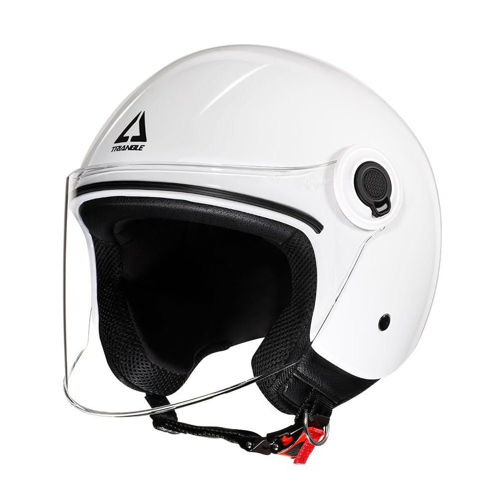 TRIANGLE Open Face Motorcycle Helmet 3/4 Half Helmets with Clear Visor for Men Women DOT Approved